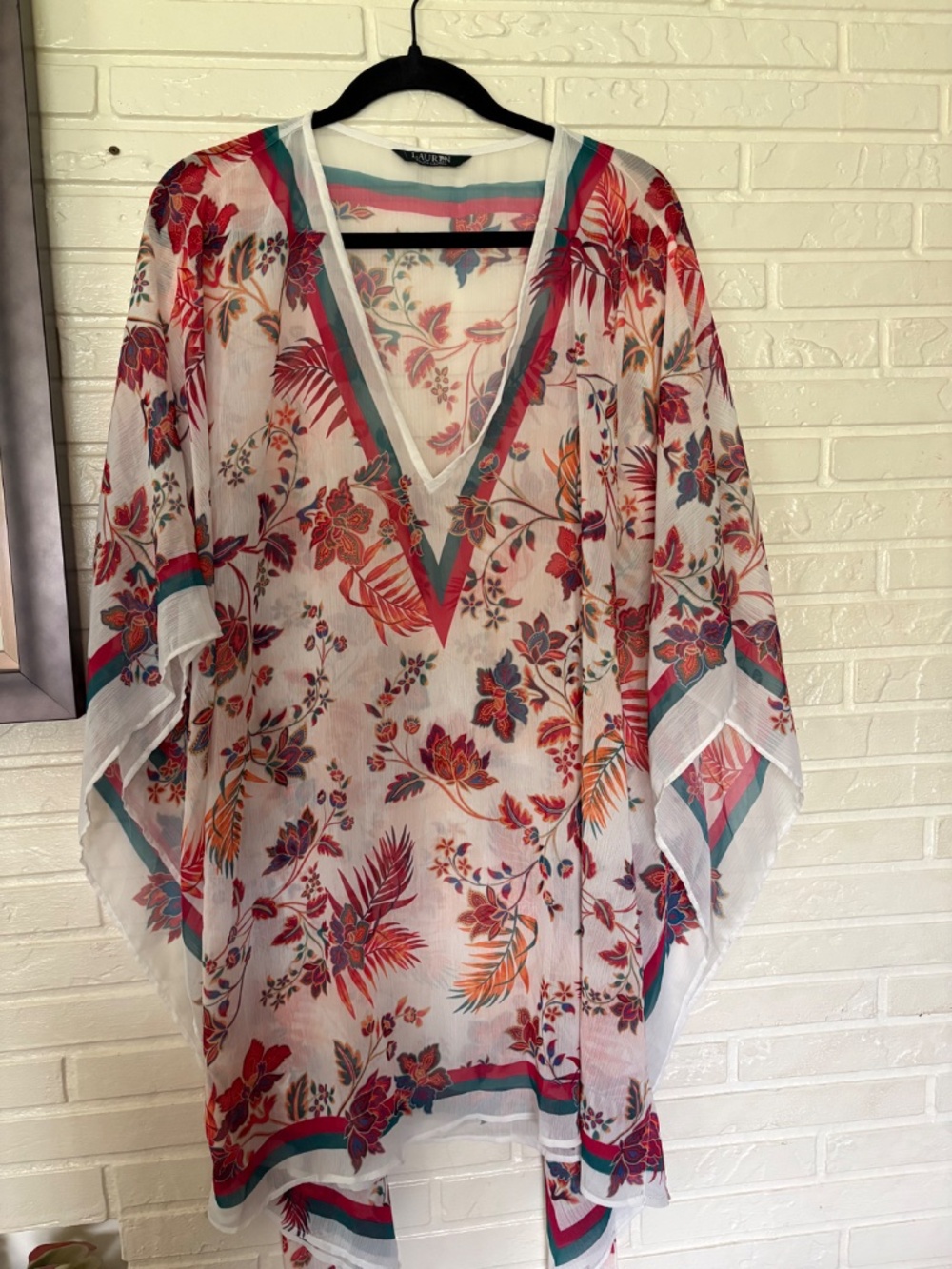 Lauren Ralph Lauren Crinkle Chiffon Cover-Up in Jacobean Floral Size S/M - Picture 6 of 6
